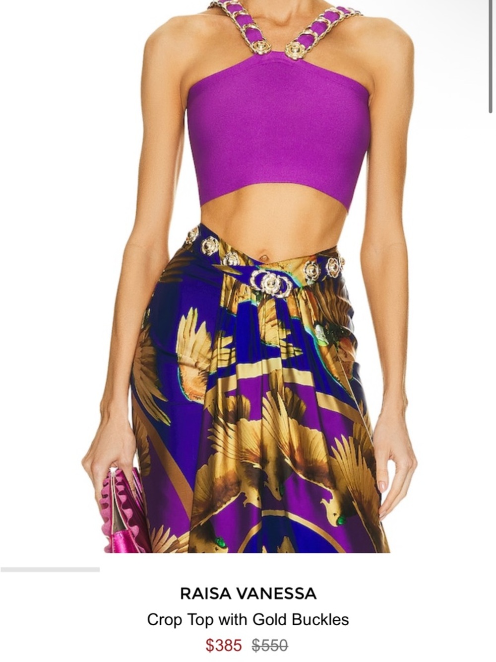 Purple Chain-Detail Women's Crop Top